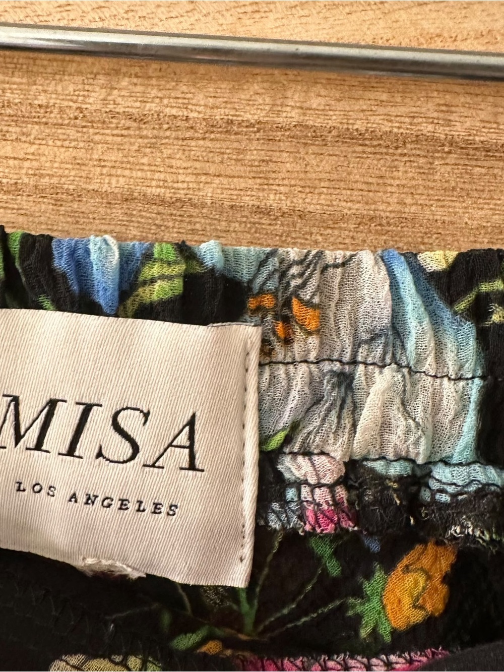 MISA Los Angeles Carmen Floral Asymmetric Ruffle Midi Skirt Black Size S - Picture 4 of 4
